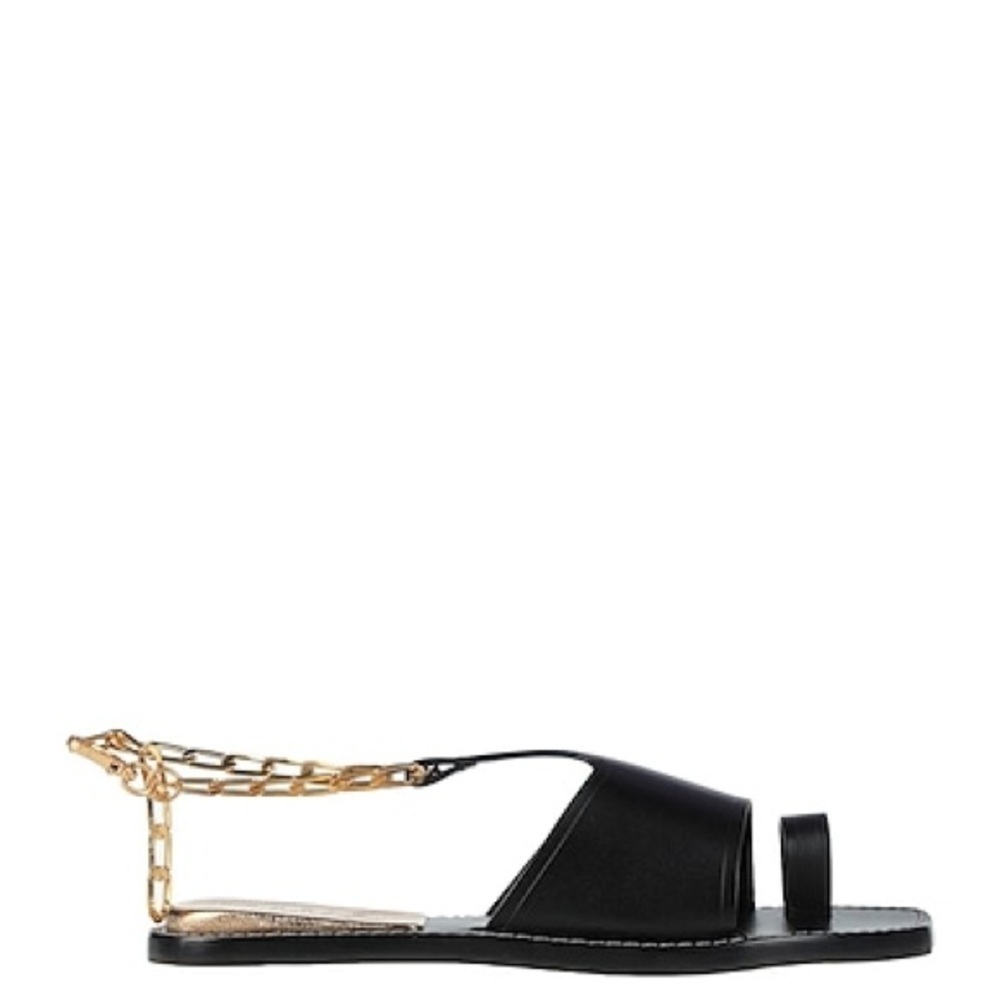 Sandro Black Sandals with Gold Chain